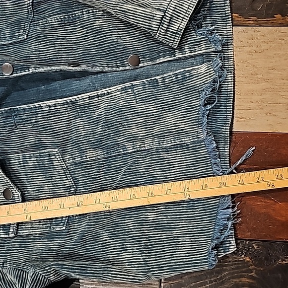 VICI sz Medium Corduroy green teal jacket cropped frayed - Picture 3 of 6